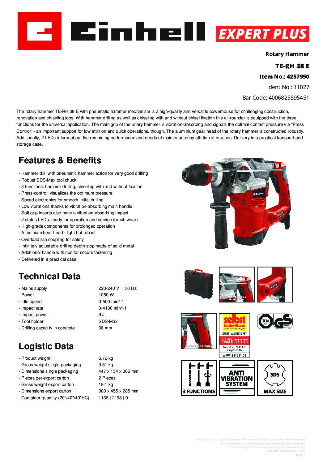 EINHELL - TE-RH 38 E, Rotary Hammer (CORDED) - Image 2