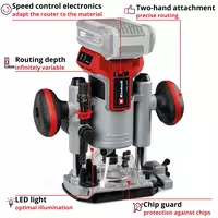 PROFESSIONAL Cordless Router / Palm Router TP-RO 18 Set Li BL - Solo