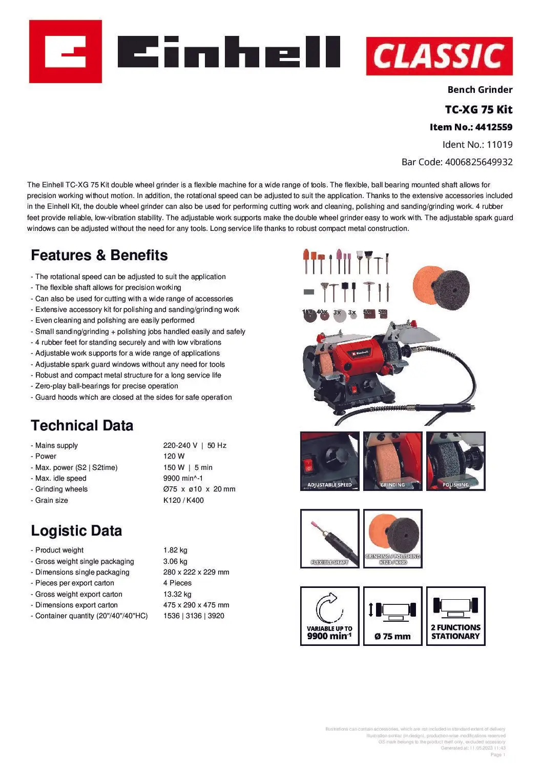 EINHELL - TC-XG 75 Kit, Bench Grinder (CORDED) - Image 9