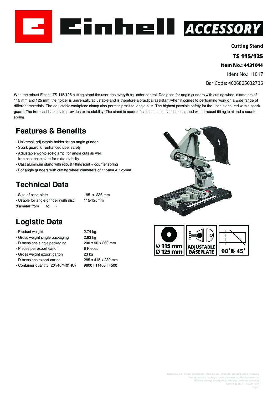EINHELL - TS 115/125, Cutting Stand - Image 3