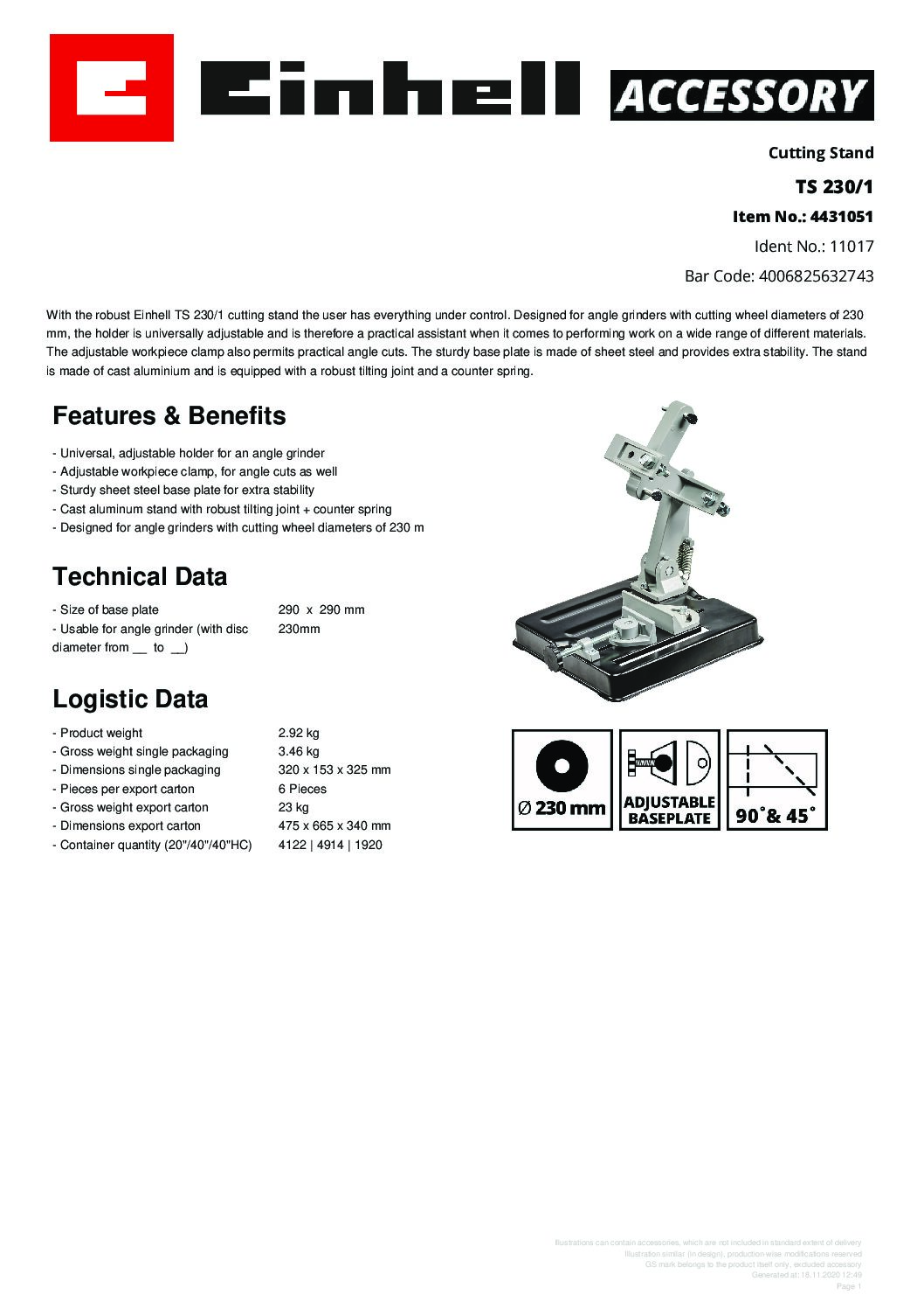 EINHELL - TS 230/1, Cutting Stand - Image 3