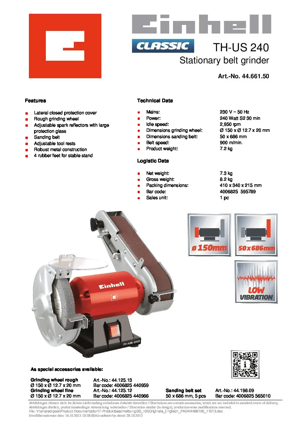 EINHELL - TC-US 350, Stationary Belt Grinder (CORDED) - Image 8