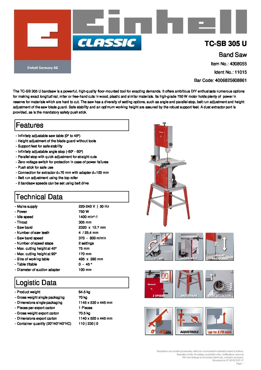 EINHELL - TC-SB 305 U, Band Saw (CORDED) - Image 11
