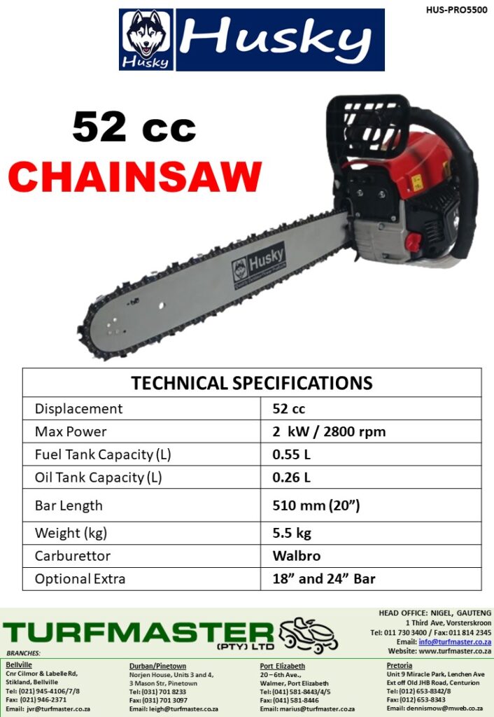 Husky 52cc PRO 5500 Chainsaw 20″ Cutting Bar - Image 2